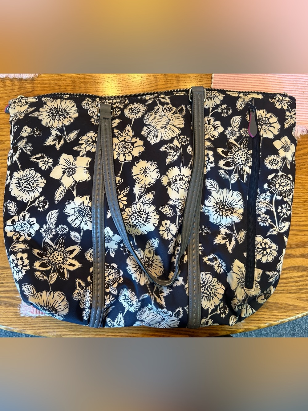 Vera Bradley Midtown Tote - Navy Blue / White Floral -